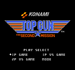 Top Gun The Second Mission title screen for NES